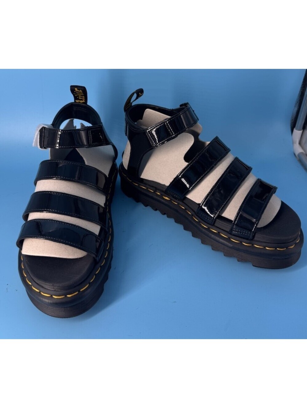 Dr. Martens Blaire Patent Leather Platform Sandals Black Women’s Size 9